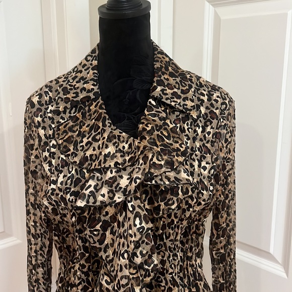 Mary L Couture, women’s, M, animal print blouse. 100% polyester. Like new! - Picture 2 of 10